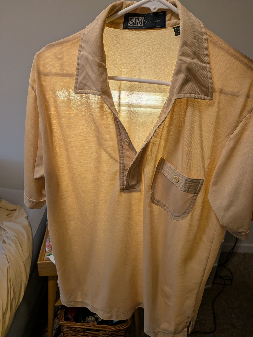 Sheer & Sexy Vintage Polo Shirt in Light Beige